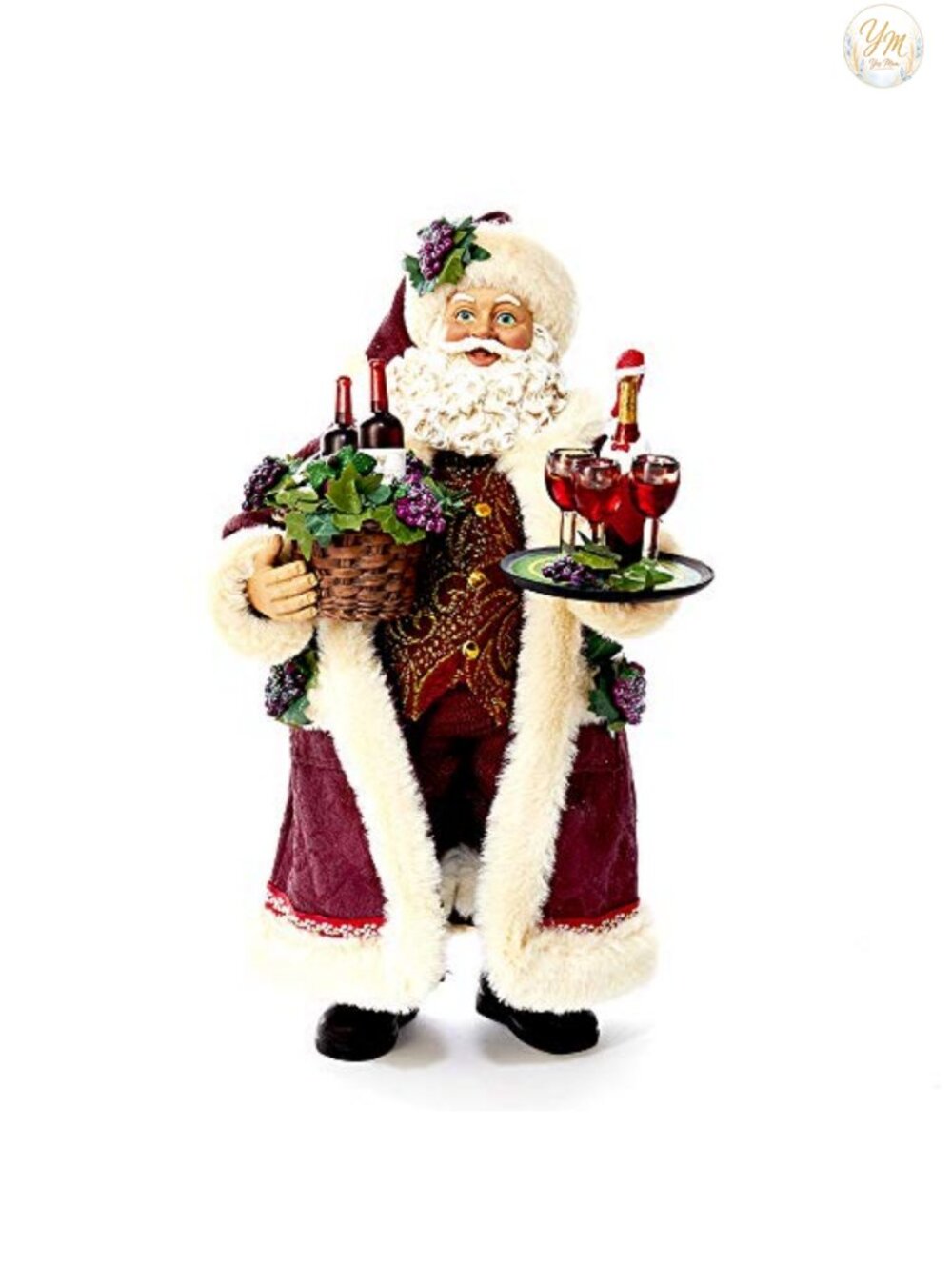 Fabriche Santa Claus Figurine 11.5 Inch Wine Serving Holiday Decor